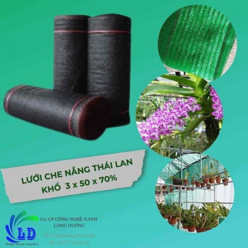 Lưới Che Nắng Thái Lan Đen 3x50x70% Cắt Nắng